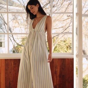 Anthropologie Blue and White Striped Maxi Sundress